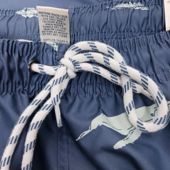St. johns Bay Men's Swim Trunks Blue White Size L whale print NWT - Picture 7 of 7